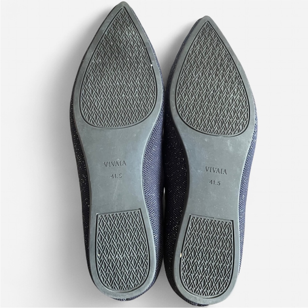 Vivaia Aria 5 French-Themed Oui Bow Special Edition Flats Navy Glitter US 10 - Picture 4 of 4